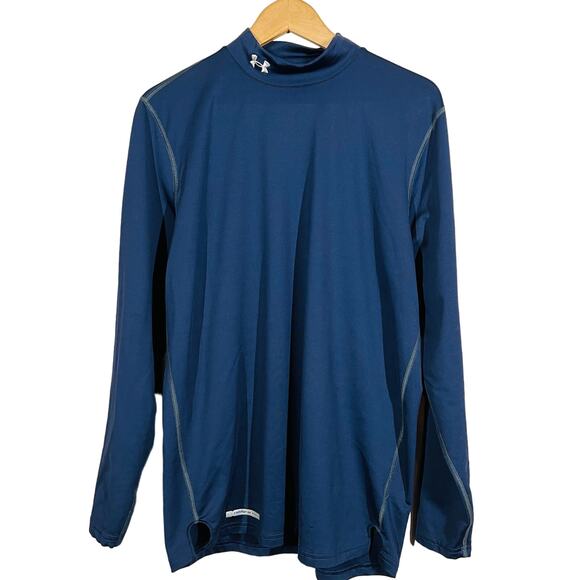 Under Armour Cold Gear Fitted Athletic Top Long Sleeve Sport Casual Blue - XL - Picture 1 of 4